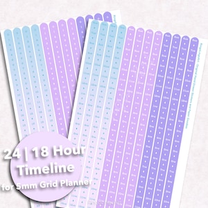 Nr. 24 | 18 Stunden Timeline Aufkleber für 5 mm Raster / Stundenleiste / Stundenplan Sticker / Stundenleiste / Tagesplaner / 5 mm Grid Planner(BH-441)