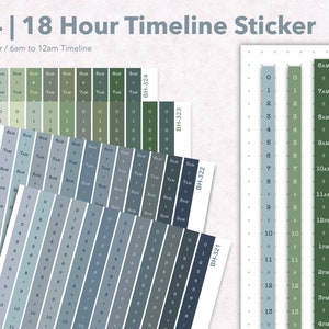 Rokerige kleur 24-uurs tijdlijnstickers / logboekstickers per uur / dagelijkse uurstripstickers / Bullet Journal-stickers / 5 mm-rasterplanner (BH-32)