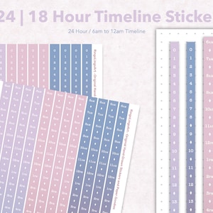 Verlauf Icy Mauve Farbe Timeline Aufkleber / Stundenlog Aufkleber / Tägliche Stundenstreifen Aufkleber / Zeitstreifenaufkleber / 5 mm Rasterplaner(BH-39)