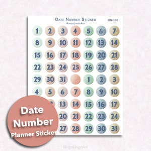 Datum Nummer Aufkleber / Dot Mark Aufkleber / Datum Aufkleber / Bullet Journal Aufkleber / Bujo Aufkleber / Funktionaler Planner Aufkleber(DN-3B1)