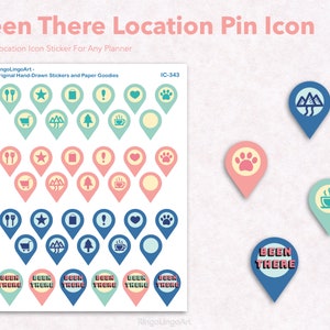 Position Symbol Aufkleber / Position Pin Aufkleber / Been There Aufkleber / Position Markierung / Symbol Planer Aufkleber / Planer Sticker Blatt (IC-343)