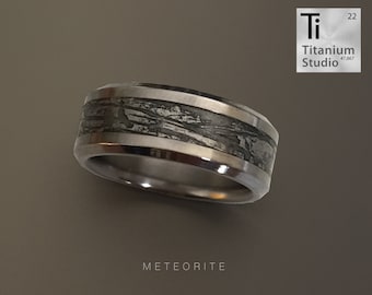 Meteorite ring with Titanium inner
