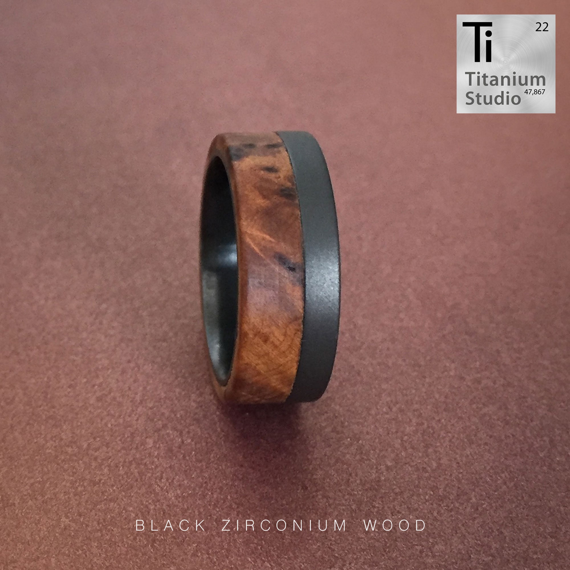 Black zirconium wood inlay ring outlet