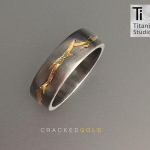 Cracked 3D printed Titanium Gold inlay ring (HALF CRACK)