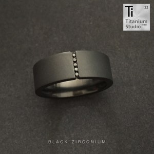 Anello in zirconio nero e diamante nero