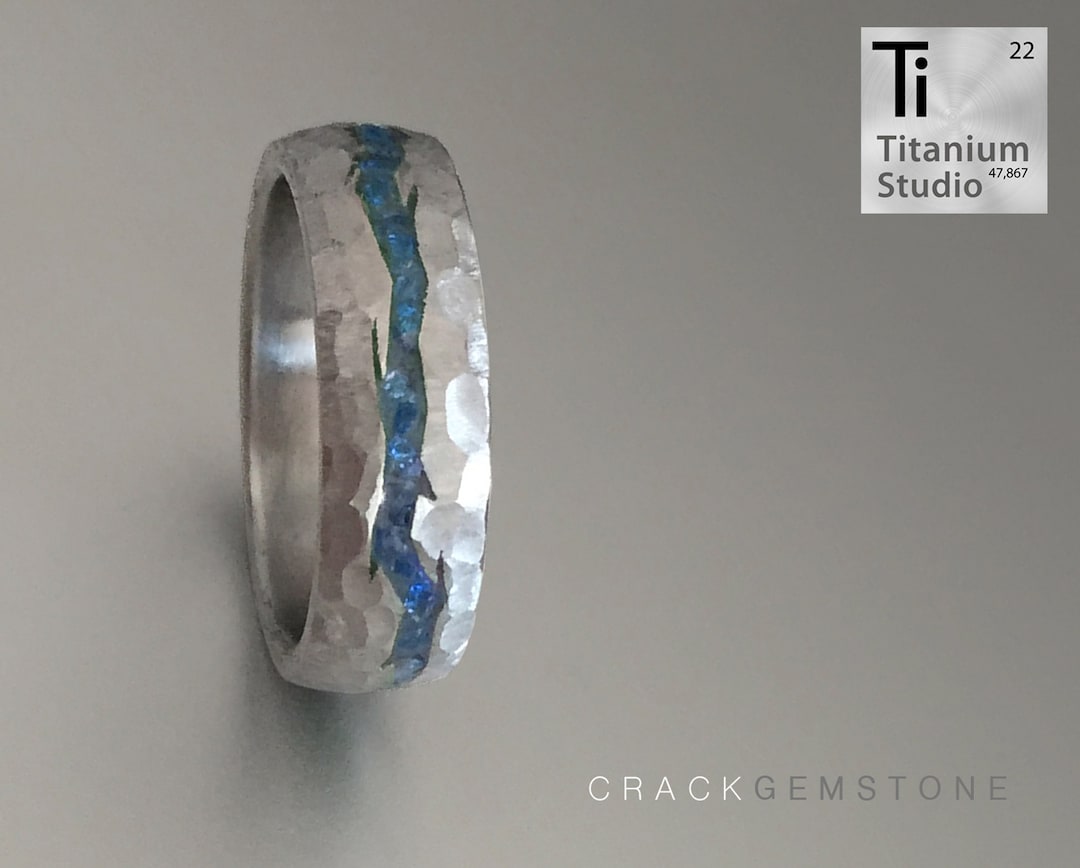 Cracked 3D Printed Titanium Gem Inlay Ring - Etsy