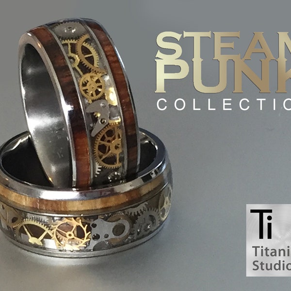 Steampunk vintage et anneau en bois