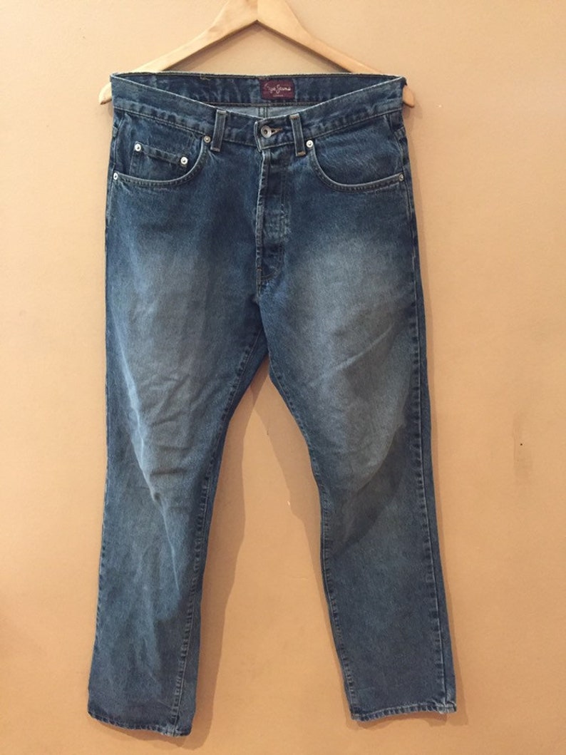 90s PEPE JEANS Blue Denim New York City Hip Hop Bottoms 1990s Vintage Pepe Jeans Denim Trouser Pants 90s Clothing Hypebeast