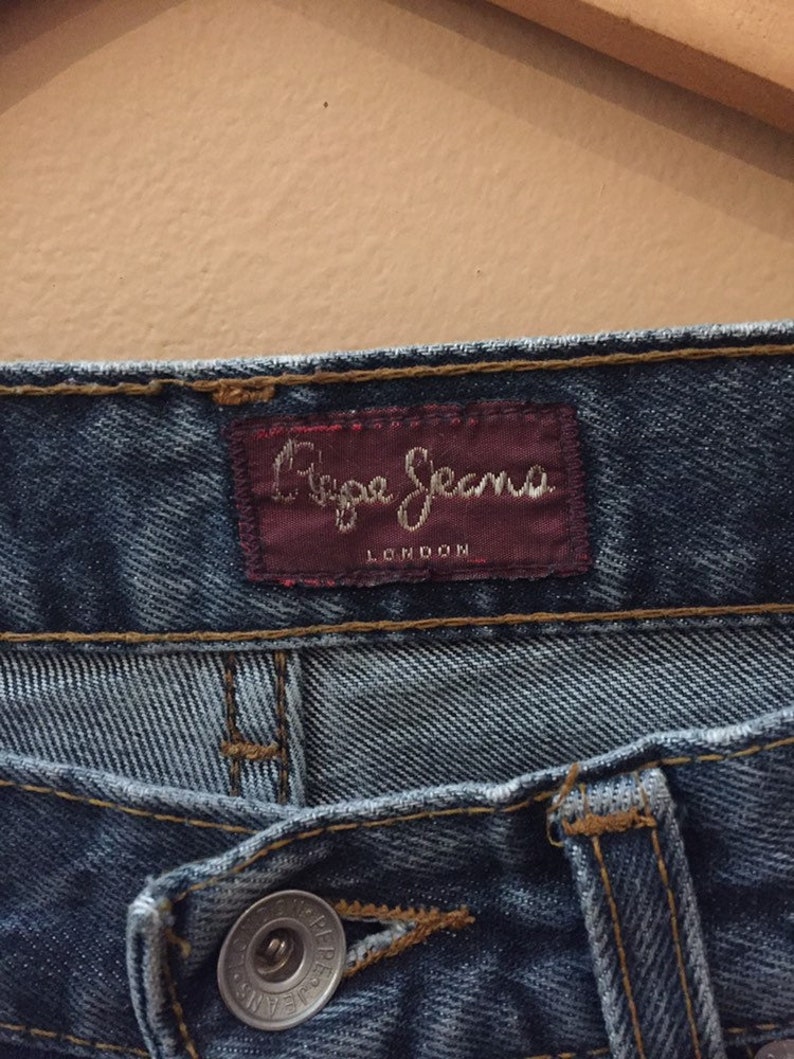 90s PEPE JEANS Blue Denim New York City Hip Hop Bottoms 1990s Vintage Pepe Jeans Denim Trouser Pants 90s Clothing Hypebeast