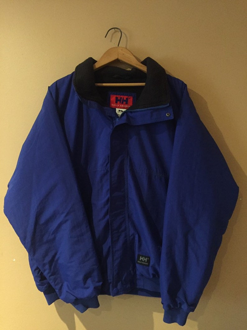 Helly Hansen Heavy Winter Breaker Coat 1990s Vintage HELLY HANSEN Fleece Lined Windbreaker Jacket 90s Clothing Streetwear Hypebeast