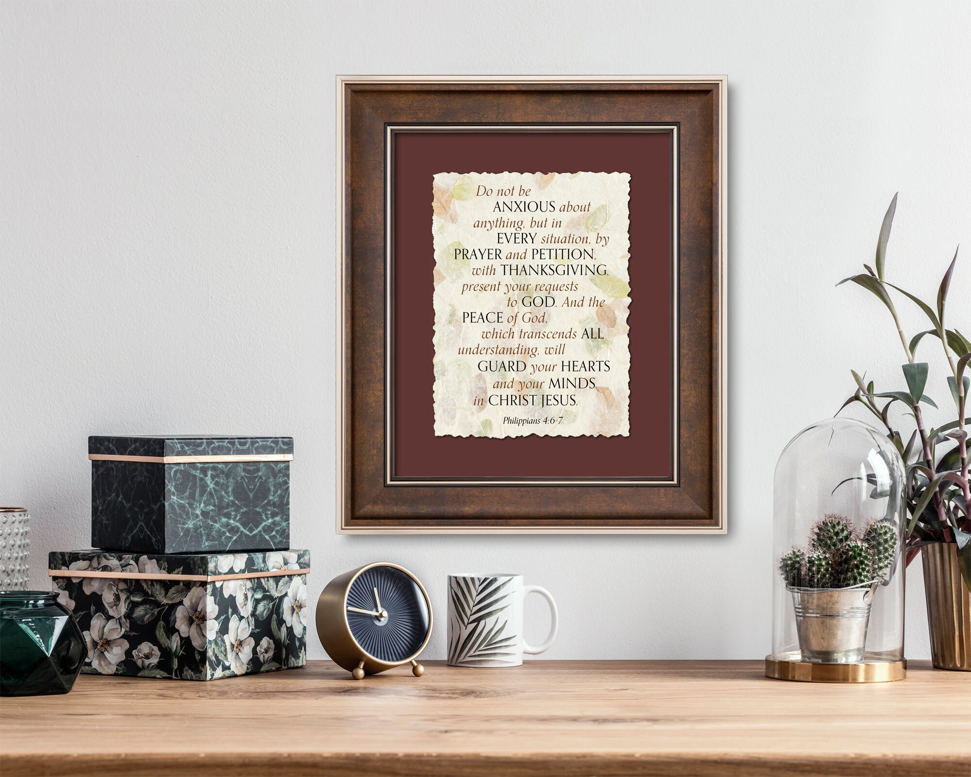 Philippians 4:6-7 Deckle Edge Wall Art. Replacing Anxiety With