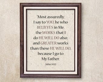 John 14:12 Brown Version. The promise of greater works through the Holy Spirit.
