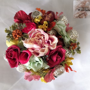 Table arrangement round with light flower arrangement artificial arrangement table