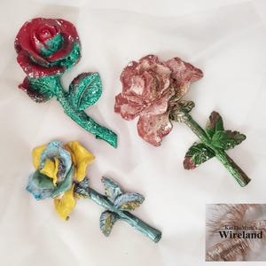 Rose made of stone Grave rose hand-painted Roses made of concrete for remembrance Grave decoration Rose bouquet made of stone Individual color selection possible
