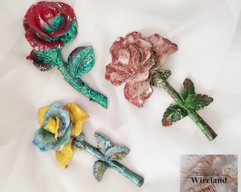 Roos van steen Grafroos handbeschilderd Rozen van beton ter nagedachtenis Grafdecoratie Rozenboeket van steen Individuele kleurkeuze mogelijk