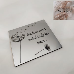 Grave plaque engraved silver with dandelion &quot;I can still hear your laughter...&quot; Engraved plaque