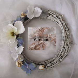 Wreath funeral grave wreath blue/white with artificial flowers