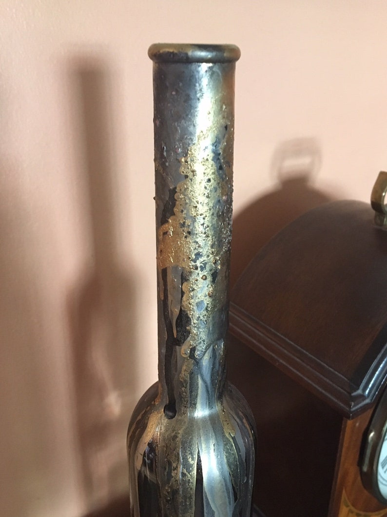 Spraypainted glass bottle candle holder Etsy