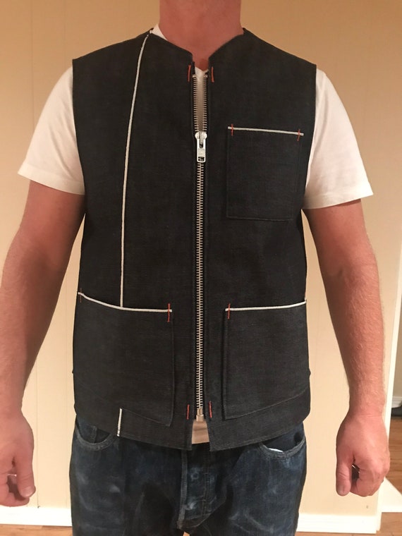 raw denim vest