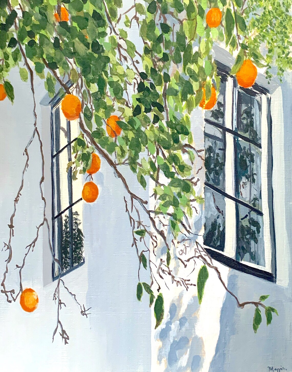 Orange Tree Painting Original Artwork Wall Art Decor Fine Art Etsy