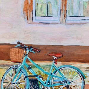 Vintage Bicycle Art Print | Original Artwork | Biker Print | Watercolor Bike Poster | Coastal Wall Art  | Biker Gift