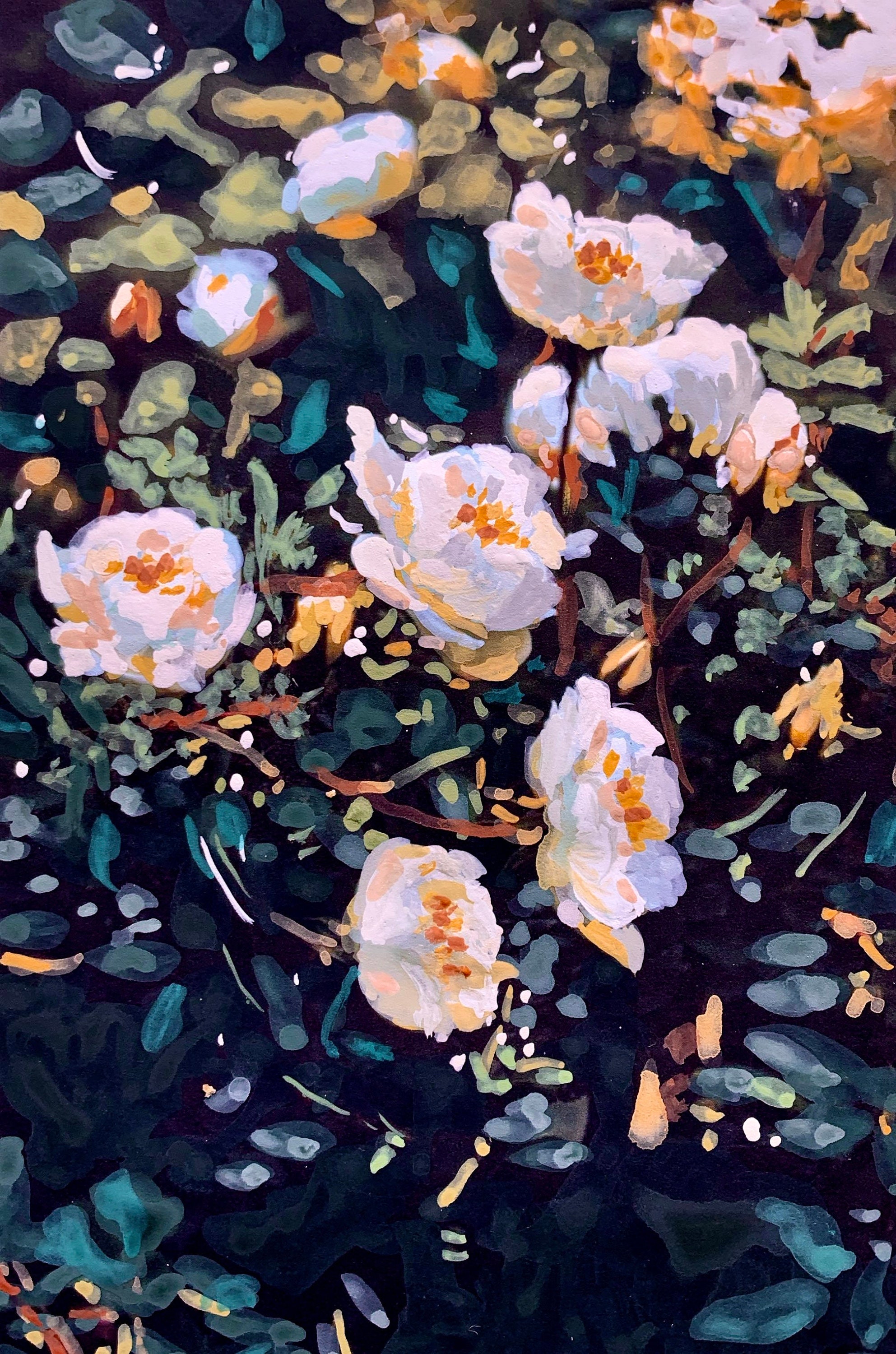 Gardenia Jardín de flores Pintura floral Arte original | Etsy