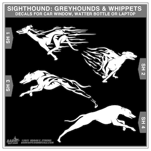 Sighthound High-Quality Waterproof Vinyl Decals: Sighthound, Greyhounds, Whippet, Italian Greyhound, lure coursing, race dog, FASTCAT