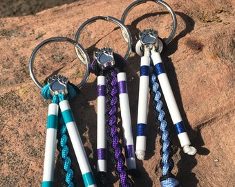 Dog Agility Keychain with Metal Bead and Agility Jump Bars: dog agility, canine agility, agility dog keychain or zipper pull