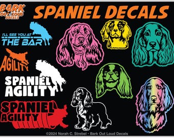 Spaniel  Dogs High-Quality Waterproof Vinyl Decals: Detailed Heads and Bodies, Cocker, English, Cavalier, English Toy, Spaniels Agility