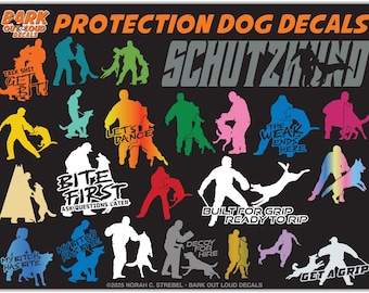 PROTECTION DOG Working K9 Dog High-Quality Waterproof Vinyl Decals Schutzhund, Obedience, Tracking, Detection, Protection, K9 Unit, Bitework