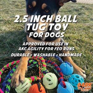 Ball Tug Toy For Dogs: Hand-braided 550lb Paracord Rope attached to a Ball. Durable-Washable-Fun