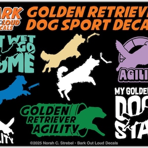 Golden Retriever Agility & Dock Diving Decals For Car, Laptop, Water Bottle - Waterproof Vinyl