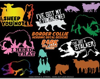 Border Collie HERDING Decals For Car, Laptop, Water Bottle - Waterproof Vinyl