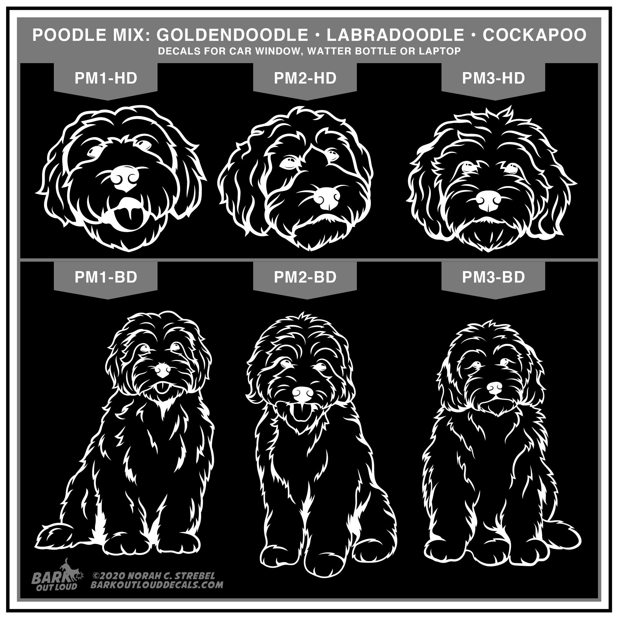 Poodle Mix Goldendoodle, Labradoodle, Cockapoo, Dog Car Window Decal