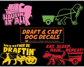 Draft and Cart Dog Decals For Car, Laptop, Water Bottle - Quality Waterproof Vinyl