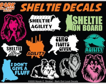 Shetland Sheepdog Decals: High Quality Waterproof Vinyl Decals, Sheltie On Board, Sheltie Mom, Agility Sheltie, Sheltie Heads