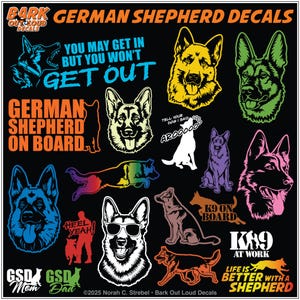 Adesivi con pastore tedesco per auto, laptop, borraccia - Vinile impermeabile