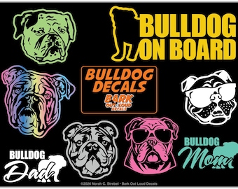Bulldog Decals For Car, Laptop, Water Bottle - Waterproof Vinyl