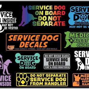 Adesivi per cani da assistenza per veicoli o casa - Vinile impermeabile - Allerta medica