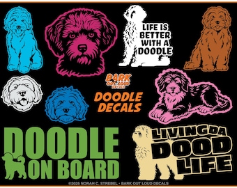Doodle Decals: Goldendoodle, Labradoodle Poodle Mixes For Car, Laptop, Water Bottle - Waterproof Vinyl