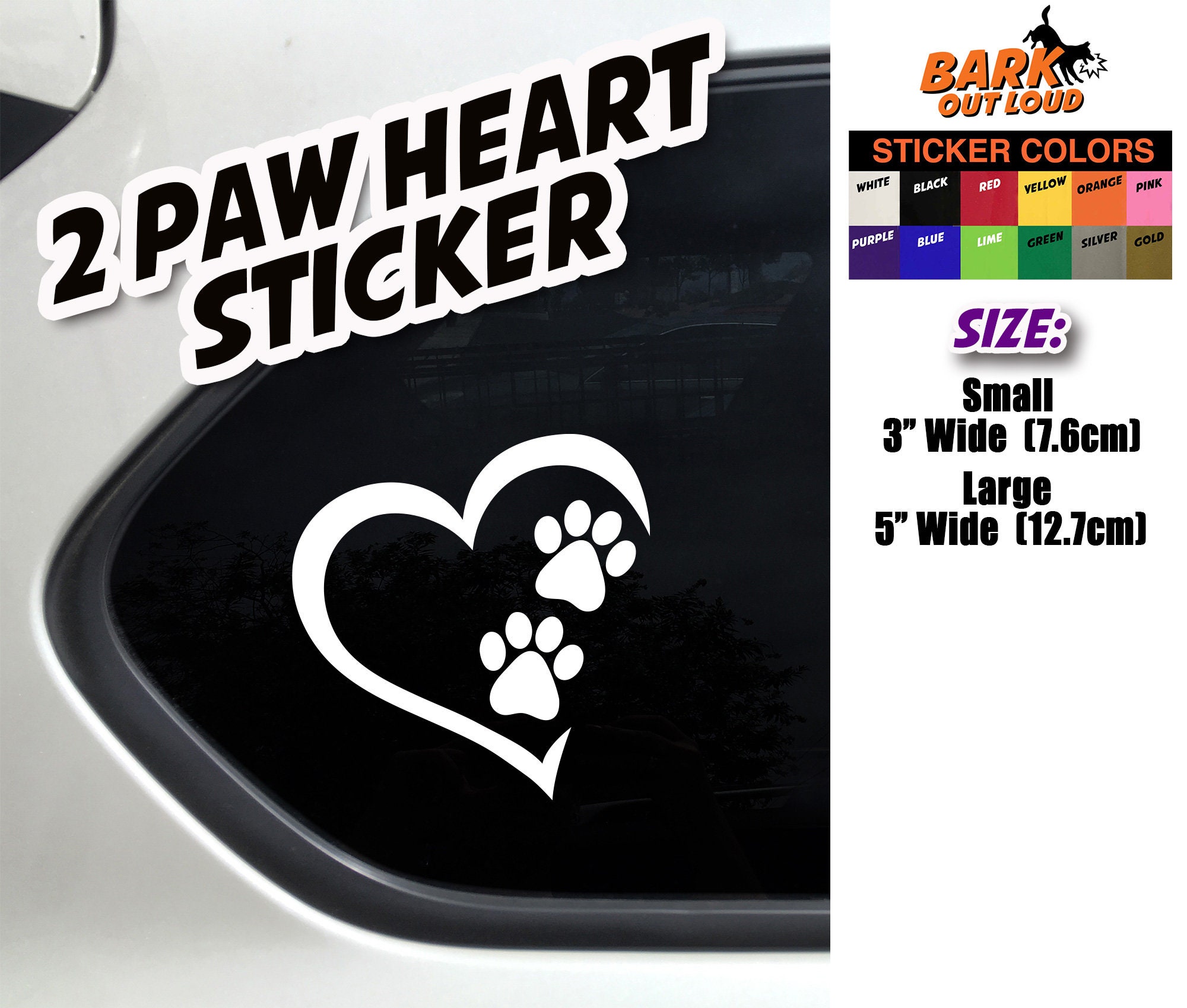 Paw Heart Custom, Dog Sticker, Car Window Sticker, Gift for Dog Lover