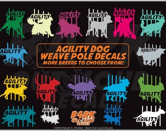 Agility Weaves Decals: Lots of Breeds- For Car, Laptop, Water Bottle - Waterproof Vinyl