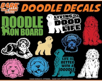 Doodle Decals: Goldendoodle, Labradoodle Poodle Mixes For Car, Laptop, Water Bottle - Waterproof Vinyl