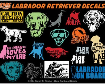 Labrador Retriever High-Quality Waterproof Vinyl Decals: Detailed Heads, Life is Better with a Lab, Lab Life, Lab on Board, LabAgility