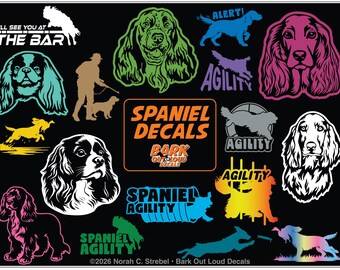Spaniel Decals: Cocker, Cavalier, English Toy & more. For Car, Laptop, Water Bottle - Waterproof Vinyl