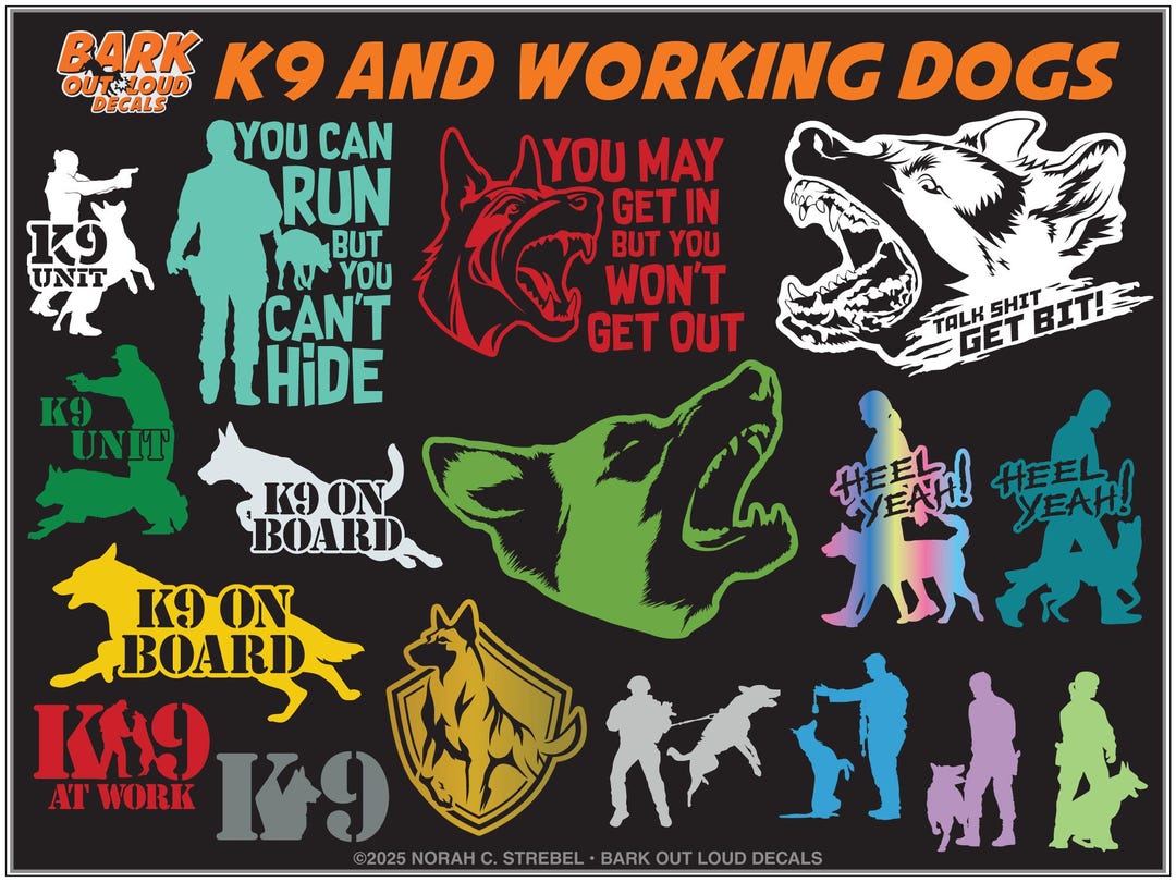 K9 & Working Dog Decals: Police-military-sar for Car, Laptop, Water ...