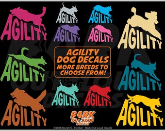 Agility Dog Decals: Lots of Breeds - For Car, Laptop, Water Bottle and More