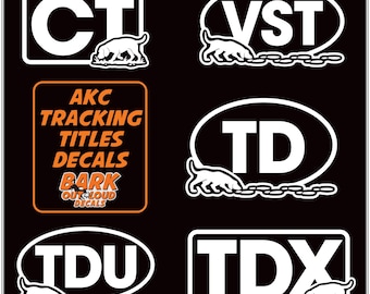 Tracking Dog AKC Title Decals - Mantrailing, SAR For Car, Laptop, Water Bottle - Waterproof Vinyl