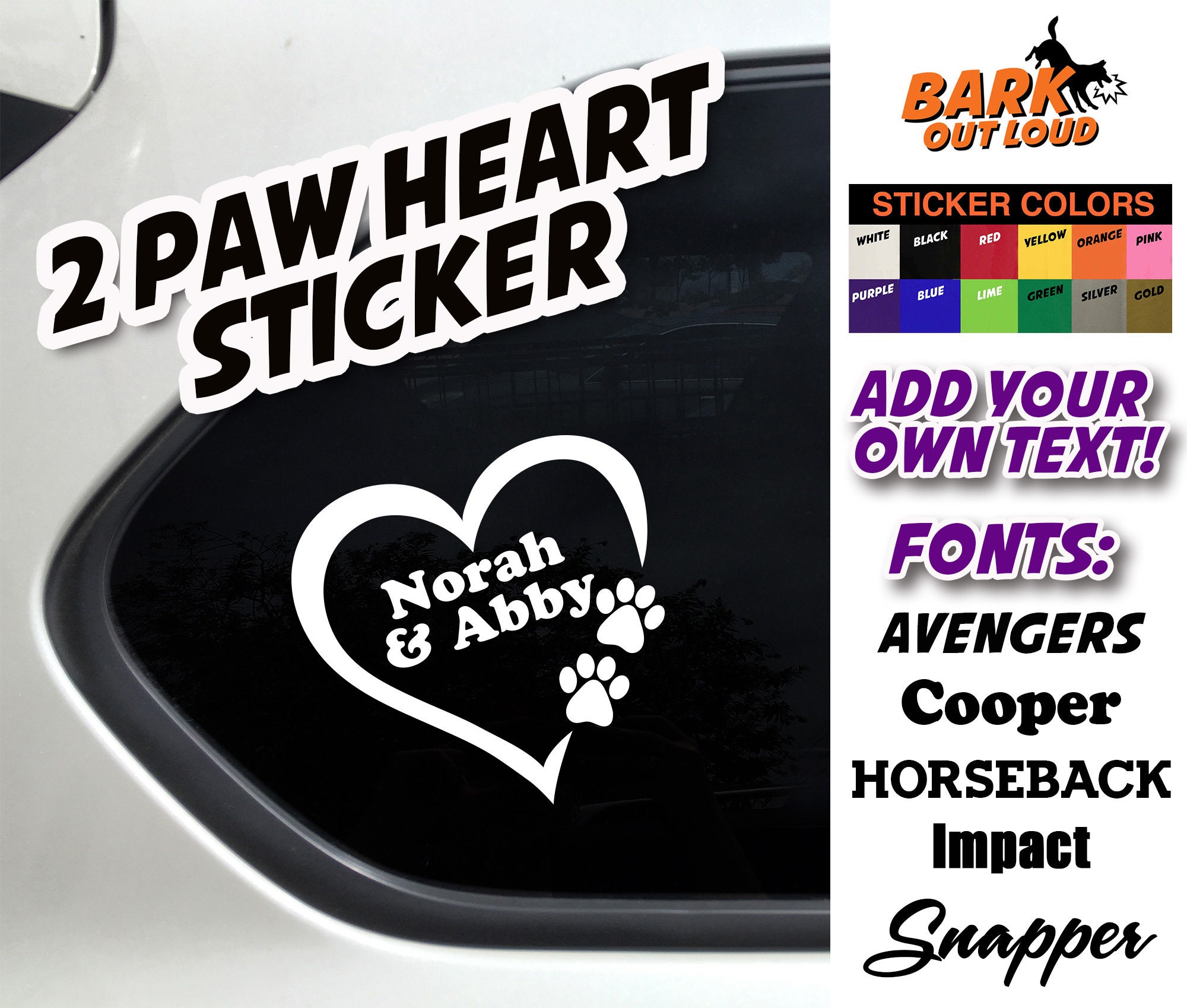 Paw Heart Custom, Dog Sticker, Car Window Sticker, Gift for Dog Lover