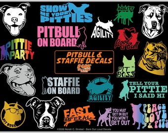 Pitbull & Staffie Decals For Car, Laptop, Water Bottle - Waterproof Vinyl
